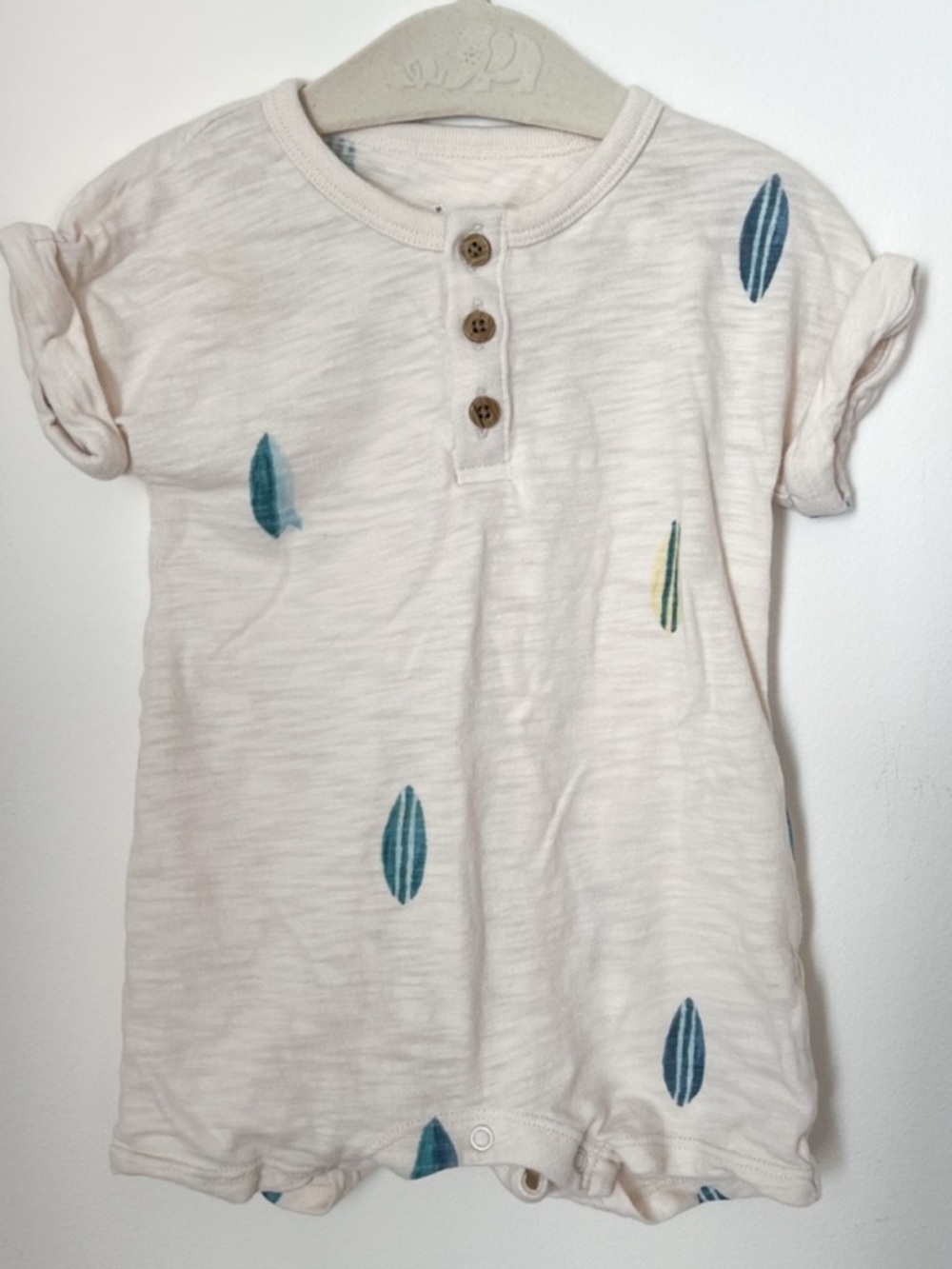 Cloud Island Baby Cream Henley Surf Romper